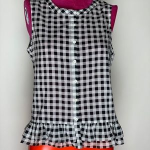 Black Gingham Peplum Blouse